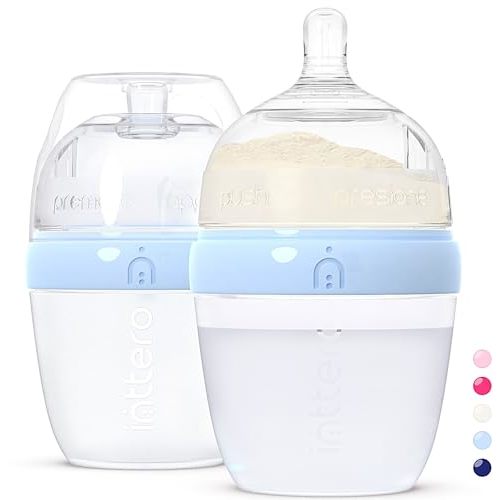 Inttero 6oz Blue Formula Dispenser Anti-Colic Baby Bottles - 2 Pack/Slow Flow (Cute Blue) — Everyday Baby Essential — Formula Bottles — Biberones para Bebes — PopYummy Mixie — Easy Baby Brezz