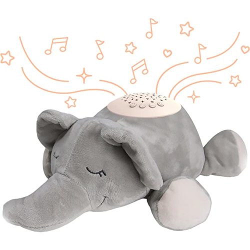 PureBaby Sound Sleepers Portable Sound Machine & Star Projector - Plush Sleep Aid for Baby and Toddlers with Soothing Night Light Display, 10 Lullabies, White Noise, and Heartbeat Sounds (Elephant) - 1 Count (Pack of 1)