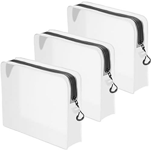 Qbily Clear Leak Proof Travel Bags for Toiletries 3 Pack, Super Soft Waterproof Leak Proof BPA Free, Semi-Clear Toiletry Cosmetic Makeup Bags for Travel, TSA Approved Travel Toiletry Bag With Zipper