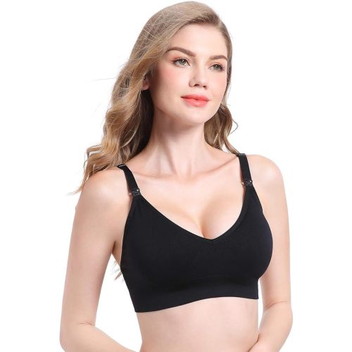 Suekaphin Nursing Bra 5pack Wireless V Neck Maternity Nursing Bra Bralette Low Cut Sleeping Breastfeeding with Extenders