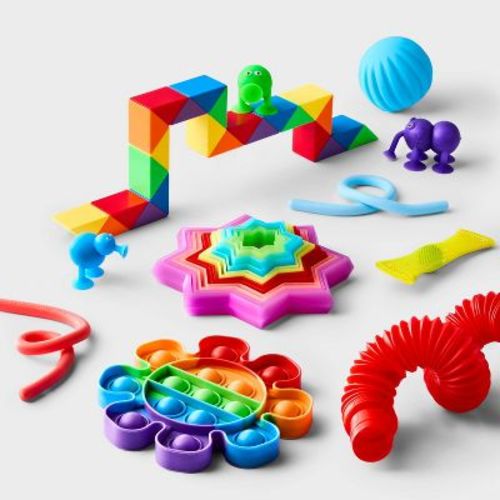 Fidget Box - Gigglescape™: Multicolored Fidget Spinners, Plastic & Silicone, 21 Pieces