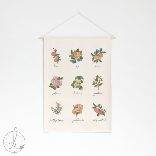 Fruit Of The Spirit | Dowel Rod Canvas | Botanical Art | Christian Wall Decor | Bible Verse Wall Art | Galatians 5