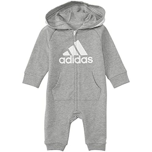adidas Baby Long Sleeve Hoodie Jumpsuit One-Piece Footless Romper