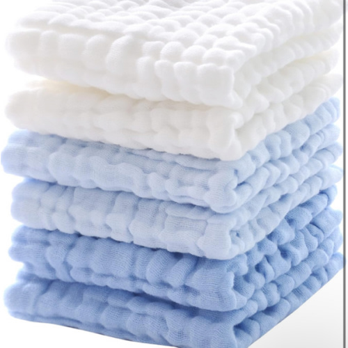 MUKIN Baby Washcloths - Soft Face Cloths for Newborn, Absorbent Bath Wipes, Burp Cloths or Towels, Baby Registry as Shower. Pack of 6-12x12 inches (Blue)