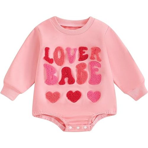 Valentine'S Day Toddler Baby Girl Outfit Nweborn Infant Clothes Long Sleeve Sweatshirt Romper Cute Crewneck Onesie