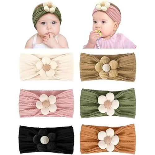Stretchy Baby Girl Headbands Bows, Infant Headband Bows for Baby Bonnet Newborn Head Wraps Toddler Unisex (03H-16)