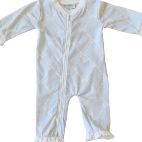 Bow Lattice Zipper Bamboo Pajamas