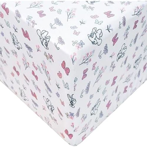 Premium Fitted Knit Crib Sheet/Toddler Sheet "Minnie Mouse's Bowquet" by Copper Pearl