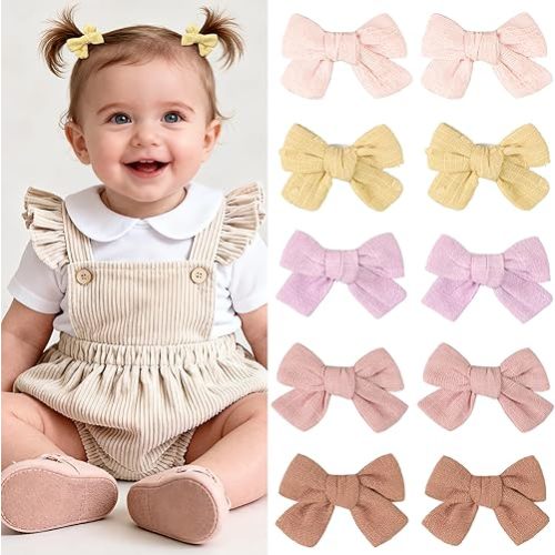 CÉLLOT Baby Bows for Girls,Fully Lined 2 Inches Pinky Hair Bows Ponytail Pigtail Bows with Alligator Clips Hair Accessories for Toddlers Infants Kids