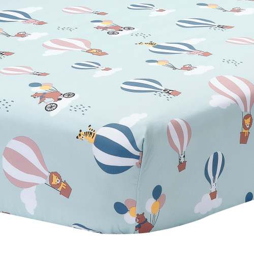 Bedtime Originals Up Up & Away Hot Air Balloon Animals Fitted Crib Sheet - Blue