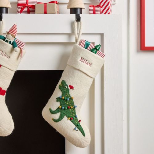 T-Rex in Lights Felt Stocking