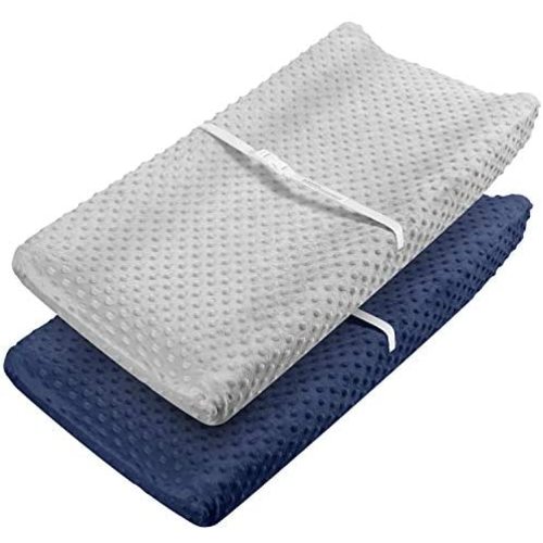 Changing Pad Cover - Babebay Ultra Soft Minky Dots Plush Changing Table Covers Breathable Changing Table Sheets Wipeable Changing Pad Covers Suit for Baby Boy and Baby Girl (2 Pack)