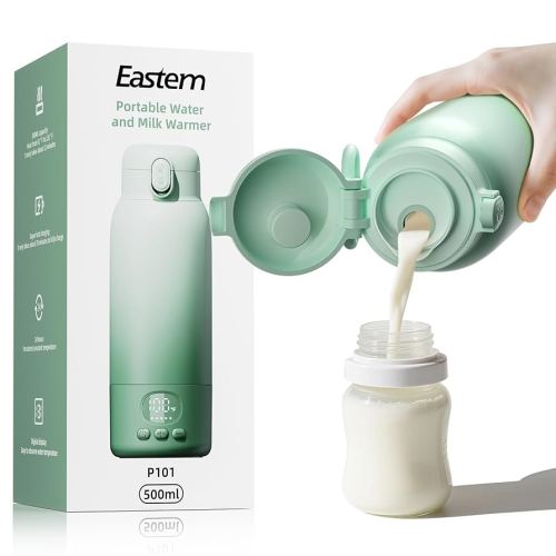 Portable Bottle Warmer for Travel - Portable Milk Warmer for Baby - Fast Heating Fast Heating Breast Milk & Formula Warmer 17oz Capacity, Adjustable Temp Long Battery Life for Outdoor Airplane and Car