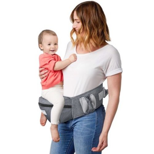 OTDLIGHT Baby Carrier with Hip Seat for Newborns & Toddlers, Ergonomic Front Carrier Baby Holder with Strong Support Adjustable Waistband & Multiple Large Pockets - Gray