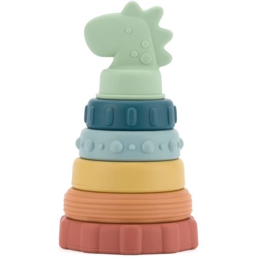 Itzy Ritzy - Itzy Stacker Silicone Stacking and Teething Toy, Dinosaur (STACK8449)