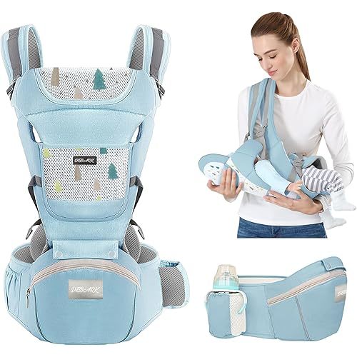 Baby Carrier Newborn to Toddler - Debark Baby Carrier with Hip Seat, 6 in 1 Lightweight and Detachable Infant Carrier for Babies from 0-36 Months, Ideal for Hands-Free Parenting (Blue)