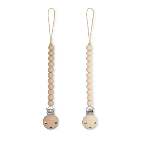 Pacifier Clips in Beige & Light Beige, 2 Pack