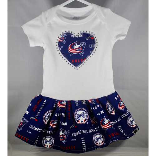 Custom made Inspired Columbus Blue Jackets Infant Dress with or without matching Bloomers