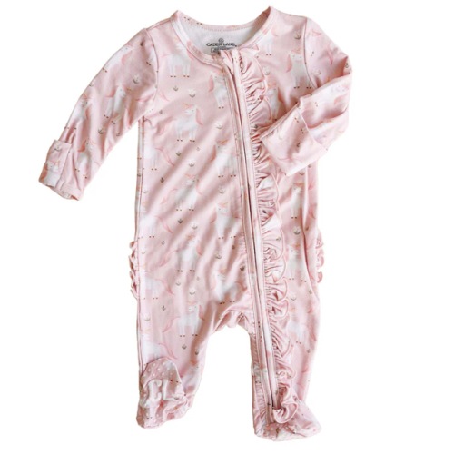 Ruffle Zipper Footies | Sweet Unicorn
