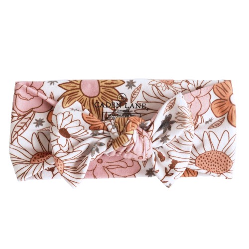 Caden Lane Boho Floral Knit Large Bow Headwrap