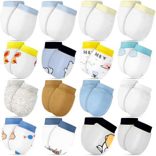 ONESING 6-20 Pairs Baby Mittens Baby Gloves No Scratch 0-6 Months Baby Essentials Mittens for Newborn Baby Boys Girls