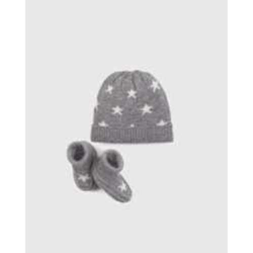 Washable Cashmere Beanie & Bootie Set - Baby in Heather Grey