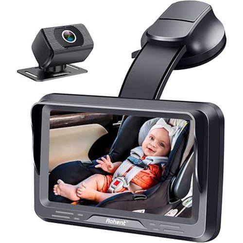 Rohent Baby Car Camera with Night Vision - HD 1080P Rear-Facing Car Seat Camera with 4.3'' Display, 360° Adjustable, Easy DIY Installation for Infant Safety, Fits SUVs, Trucks, Sedans