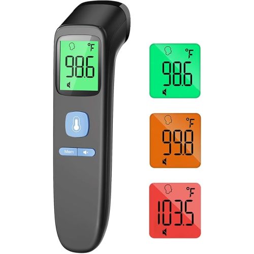 ANMEATE No-Touch Forehead Thermometer for Adults, Infrared Digital Thermometer for Kids, Touchless Baby Thermometer, Accurate Reading with Large Display, Mute Mode, Memory Recall, Fever Alarm