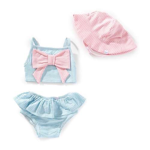 Mud Pie Baby Girls 3-18 Months Bow-Accented Seersucker Tankini Top & Matching Hipster Bottom Two-Piece Swimsuit