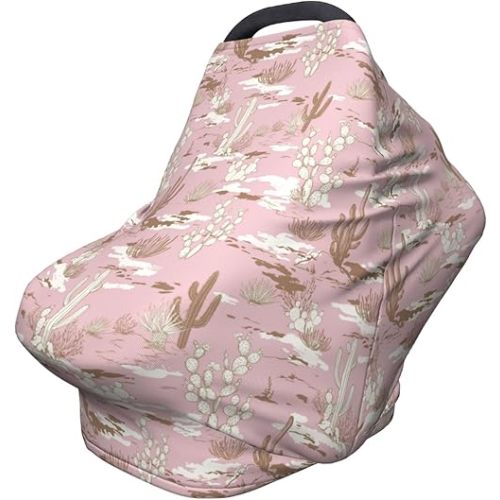 Western Cactus Baby Car Seat Canopy Cover Baby Stuff, Nursing Breastfeeding Covers Infant Carseat Cover for Boys and Girls Newborn Shower Gifts