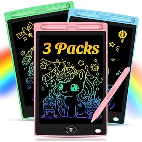 3 Pack LCD Writing Tablet for Kids - Erasable and Reusable Toddler Doodle Board in 8.5 inch, Ideal Drawing Pad for Learning Toy for Ages 3-8, Gift for Girls Boys (3 Pack (Pink,Blue, Green))