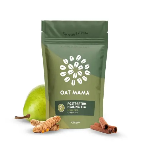 Oat Mama Postpartum Recovery Tea - Spiced Pear | Calming & Healing Tea for Hormone Balance | Organic Postpartum Support for Moms