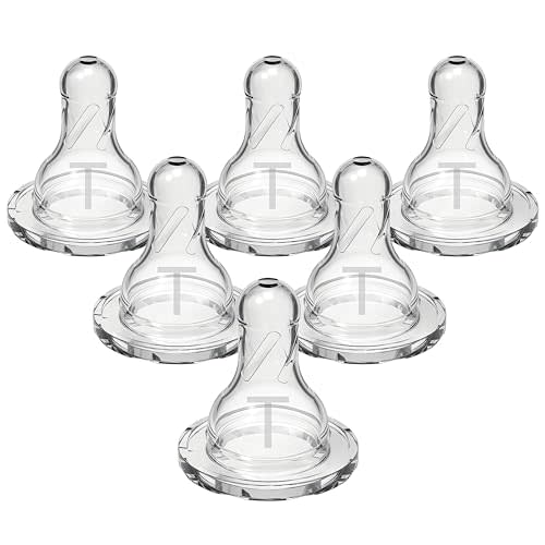 Dr. Brown's Natural Flow Level T Narrow Baby Bottle Nipple, Newborn Slow Flow, 0m+, 100% Silicone, 6-Pack