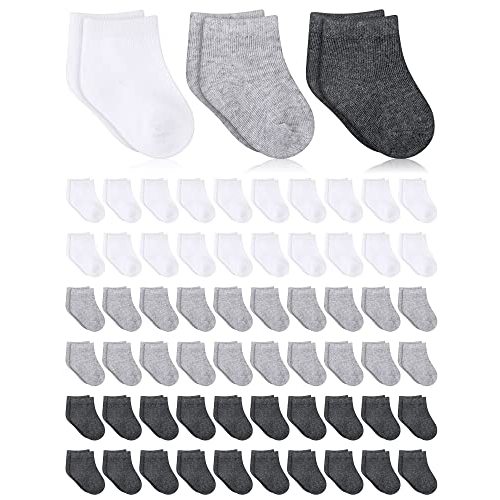 Jecery 60 Pairs Infant Newborn Socks Bulk Cotton Baby Unisex Socks Low Cut Stretch for Toddler Boys Girls