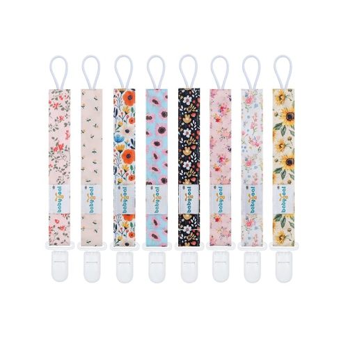 Babygoal Flower Pacifier Clips, 8 Pack Binky Paci Holder Clips for Baby Boys and Girls Fits for Most Pacifier, Binkie Styles & Baby Teethers & Toys and Gift 8PS48-B