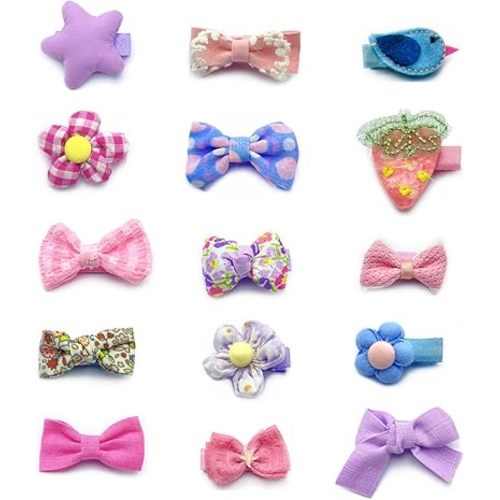 Hair Clips for Girls,15 Pcs Cute Bows Fabric Handmade Barrettes Hair Accessories for Women Baby Girl Toddler,Multicolor