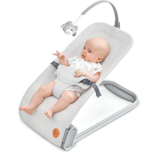 Baby Bouncer Seat for Infants, BabyBond Baby Bouncer with Sturdy Base, Portable Bouncer for Babies with Natural Vibrations (Beige)