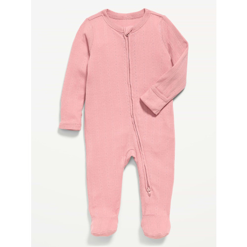 Pointelle-Knit 2-Way-Zip Sleep & Play Footed One-Piece for Baby