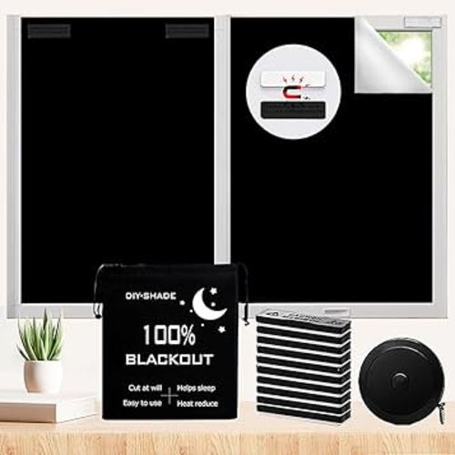 Magnetic Blackout Blind 100% Blackout Curtain Blackout Window Shades Window Cover with Strong Magnetic for Kids Baby Nursery,DIY Cut to Any Size/Shape (79" x 57")