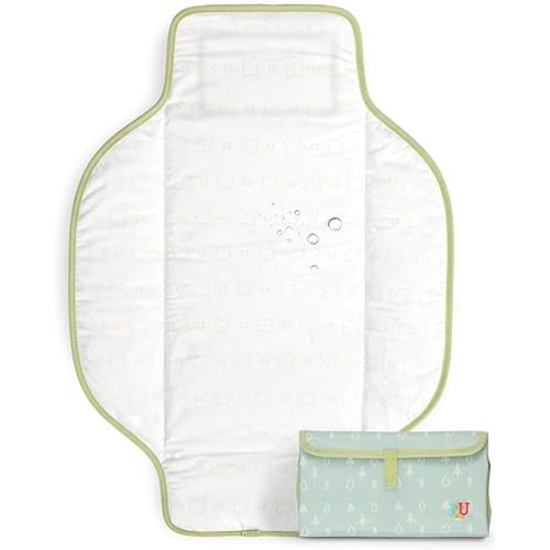 PZU Portable Diaper Changing Pad - Waterproof Travel Changing Mat with Built-in Pillow, Gifts for Baby Shower, Newborn Girls & Boys(Green Forest)