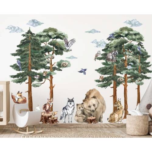 XL Woodland Wall Decal Backwoods Woodland Nursery Décor - Etsy