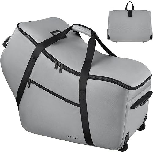 Car Seat Travel Bag Fits All Nuna Pipa Car Seat and Base, Doona Travel Bag, Padded Infant Car Seat Bag with Wheels, Airport Gate Check Bag with side pocket, Protective Feet, Double handle