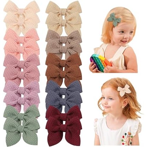 Jollybows 20pcs Baby Hair Bows Clips 2" Mini Fable Alligator Clip Toddler Pigtail Bow Fine Hair Clip Baby Girl Hair Accessories