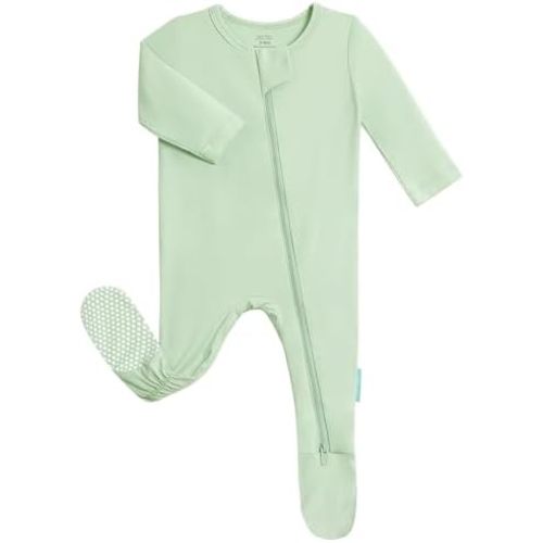 PurComfy Baby Zipper Footie Pajamas, Supersoft Bamboo Rayon Baby Footed Pjs Boy Girl 0-3-6-9-18-24 Month Coverall Sleepers