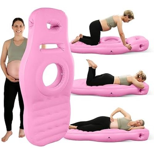 Inflatable Full Body Pregnancy Pillow, Full Body Maternity Airbed with Belly Hole for Comfort – Best Prone Sleeping Support for Pregnant Women – Portable, Adjustable & Travel-Friendly, Blue