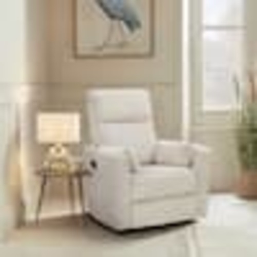 Lazzara Turbo Beige Corduroy Fabric Manual Swivel Glider Recliner 8555BE-1SW