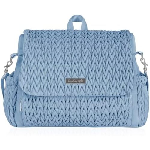 Hannah & Sophia Belle Convertible Baby Diaper Backpack & Bag in Moonmist Blue, Large Size, Dual Sided Water Resistant Changing Mat Included, Detachable Shoulder Straps, Easy To Use