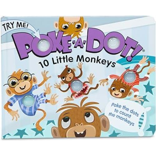 Melissa & Doug Children's Book - Poke-a-Dot: 10 Little Monkeys (Board Book with Buttons to Pop) - FSC Certified