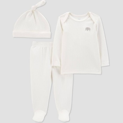 Carter's Just One You® Baby 3pc Elephant Top and Bottom Set with Hat - Beige Newborn