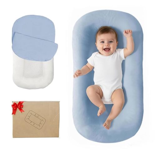 Baby Lounger, Bionic Design Baby Lounger for Newborn 0-24 Months, Soft Organic Cotton Breathable Lounger for Infants (Lovely Green)